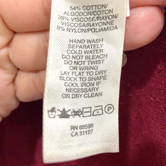 DKNJ Jeans burgundy long sleeve cardigan deep front pockets size small - Picture 6 of 6